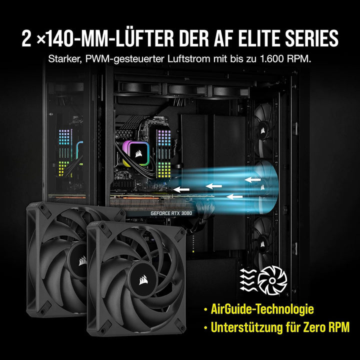 Corsair iCUE H115i RGB Elite CPU-Flüssigkeitskühler (16 Dynamische RGB-LEDs, AF Elite Series 140-mm-