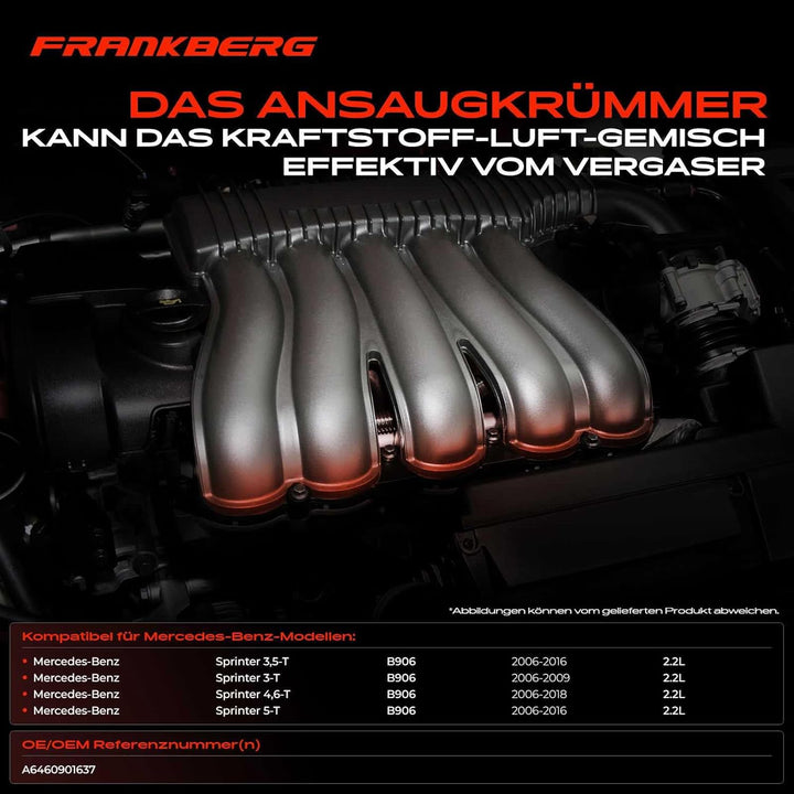 Ansaugbrücke Ansaugkrümmer für Sprinter 3-T 3,5-T 5-T 906 2.2L CDI OM646.986 2006-2016 A6460901637
