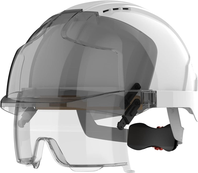 EVO® VISTAlens™ Safety Helmet with Integrated Safety Eyewear - White/Smoke (JSP AMB170-005-F00) One