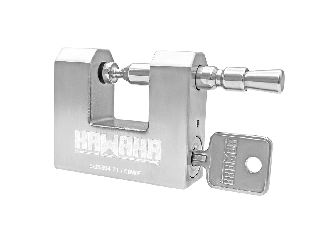 71/60KD-3SK Vorhängeschloss Aus Edelstahl, D-Förmig, Robust, Mit Schlüssel für Garagentor, Container