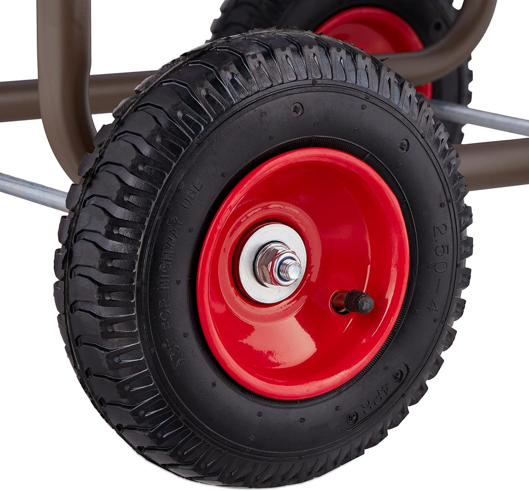 Relaxdays Schlauchwagen, bis 60 m Schlauch, 4 Lufträder, Klickkupplung, Schlauchtrommel Metall, Schl