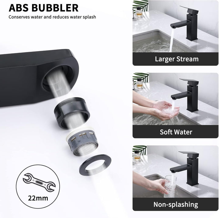 HOMELODY Wasserhahn Bad Schwarz Waschtischarmatur Armatur Waschbecken Eckig Badezimmer Mischbatterie