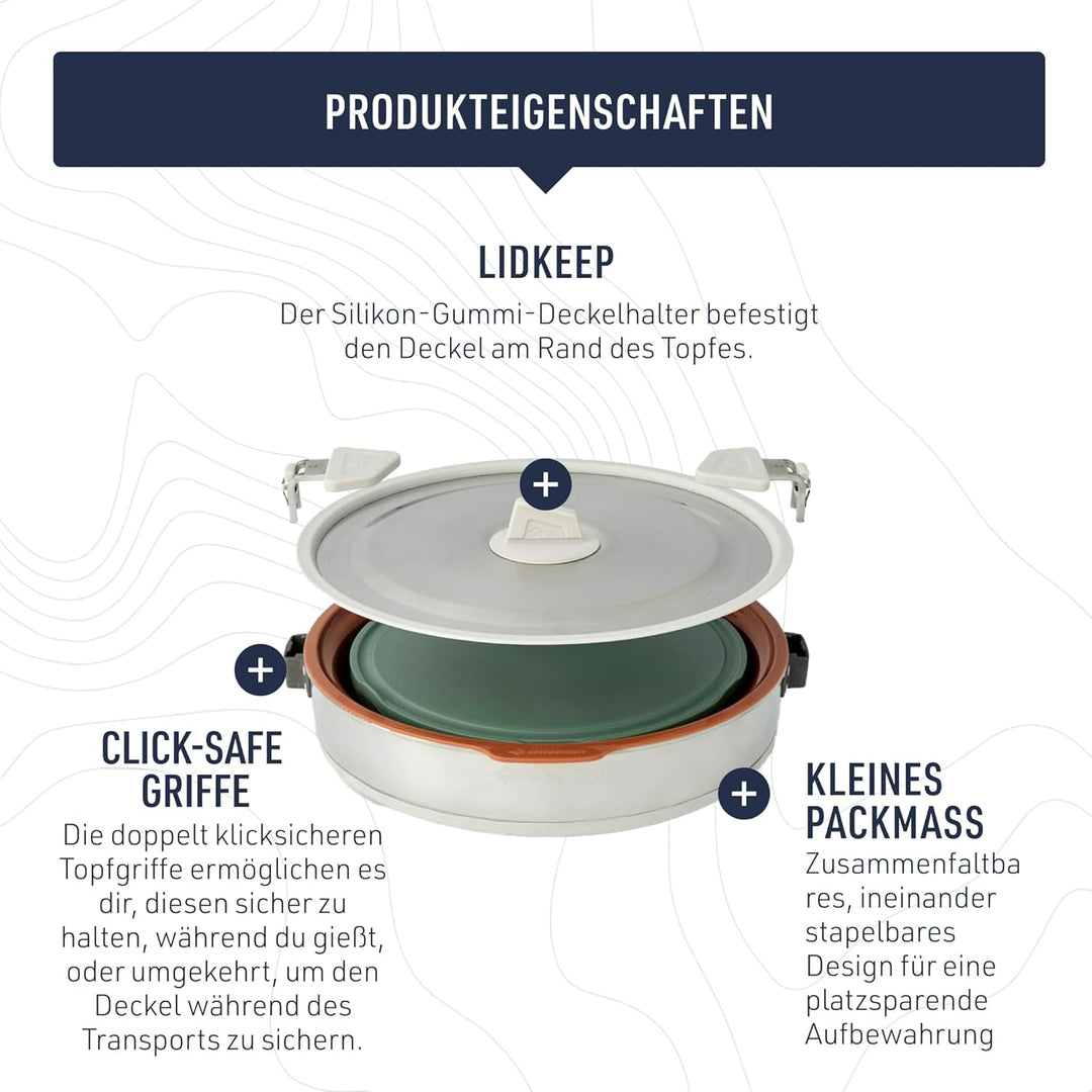 SEA TO SUMMIT - Detour Essentials Camp Kitchen Kit - 2 bis 4 Personen, 4-teilig - Faltbarer Topf 5L