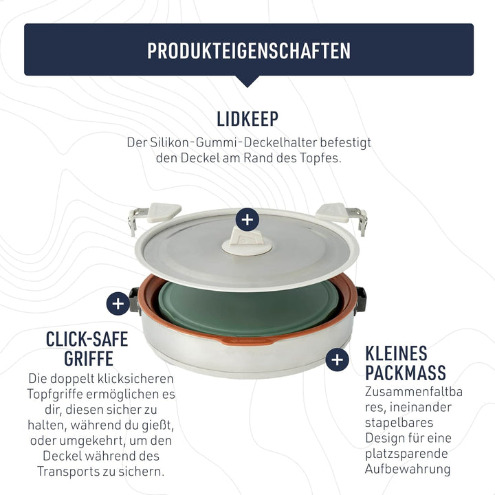SEA TO SUMMIT - Detour Essentials Camp Kitchen Kit - 2 bis 4 Personen, 4-teilig - Faltbarer Topf 5L