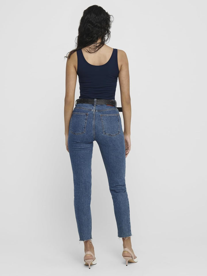 ONLY 3er Pack Damen Oberteile Basic Tank Tops weiss, schwarz, grau, blau, Creme Frauen Shirt lang So
