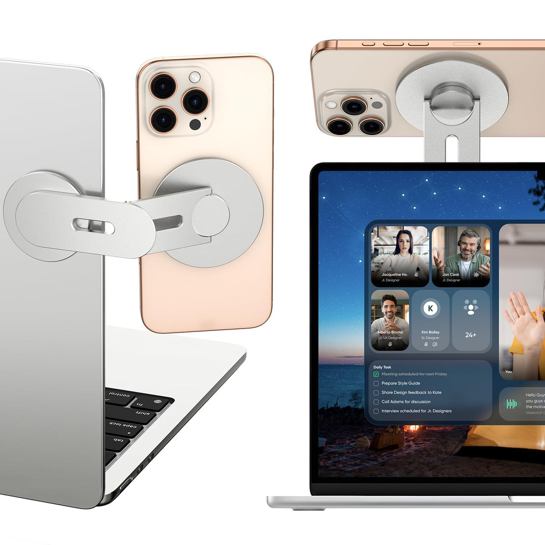 Magnetische Laptop Handy Ständer [110° Faltbar & 180° Einstellbare], Metall Handyhalterung Kompatibe