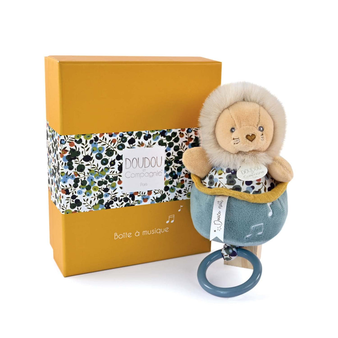 Doudou et Compagnie - Boh'aime DC4026 Spieluhr, Löwe, Gelb, 20 cm, Geschenk zur Geburt, schöne Gesch