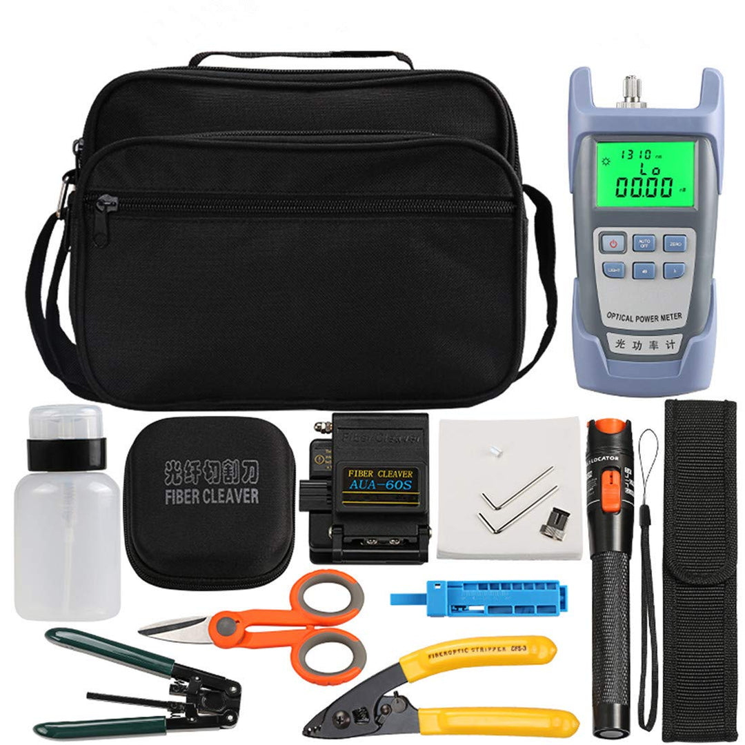 Osairous 16 Stück/Set FTTH Faser-Werkzeug mit Photometer, Glasfaser, AUA-60S, Visueller Fehlersucher
