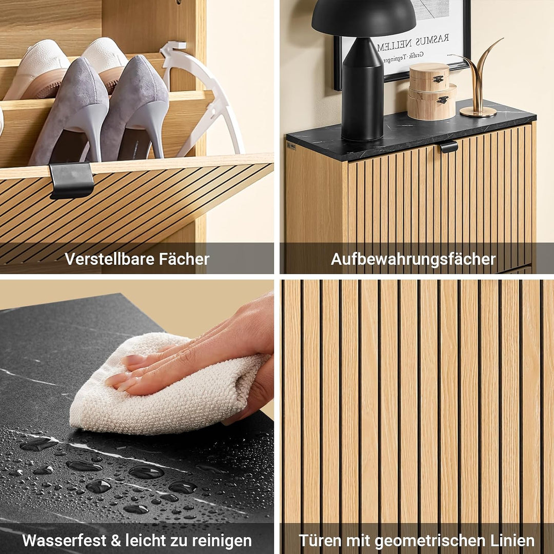 SoBuy Schuhschrank schmal schuhkipper – platzsparendes Schuhregal mit Klappen für Flur &amp; Kommode – m