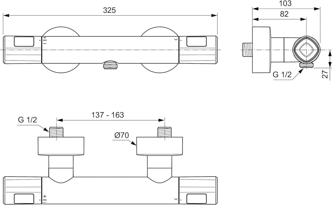 Ideal Standard A7229AA Ceratherm T100 Brausethermostat Aufputz chrom Zeitgenössisch Aufputz Chrom, Z
