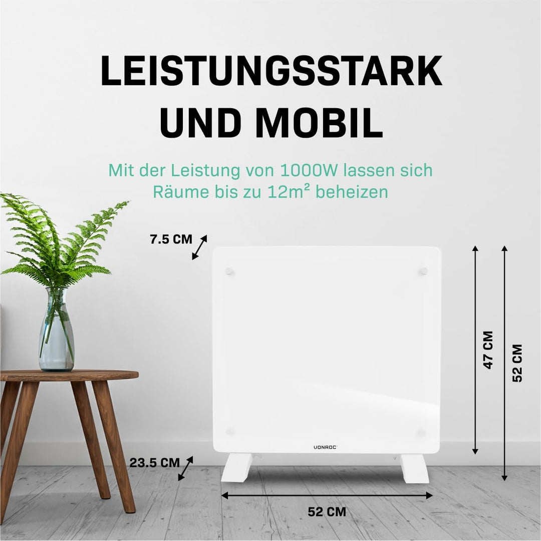 VONROC Elektroheizung, Konvektor-Heizung - Energiesparende elektrische Heizung bis 12m2 - Wand-/Bode