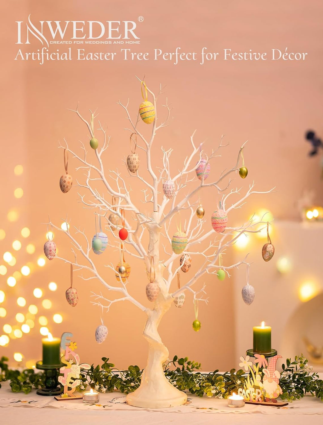 Inweder Weisser Künstlicher Baum Zweigbaum - 80cm Hoch Weihnachtsbaum für Tischdekoration Baum Anzei