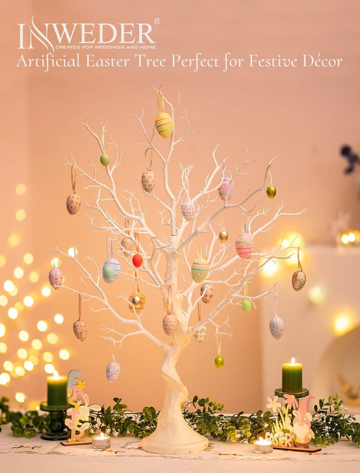 Inweder Weisser Künstlicher Baum Zweigbaum - 80cm Hoch Weihnachtsbaum für Tischdekoration Baum Anzei