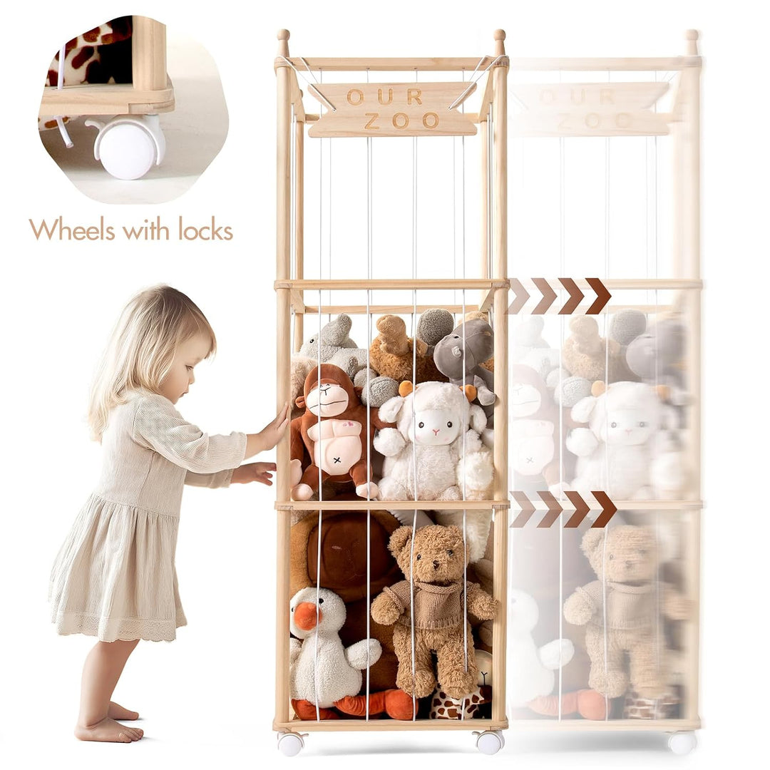 Massiv Kiefer Zoo Aufbewahrung Kuscheltier Organizer für Kinderzimmer | Massivem Kiefernholz, unters