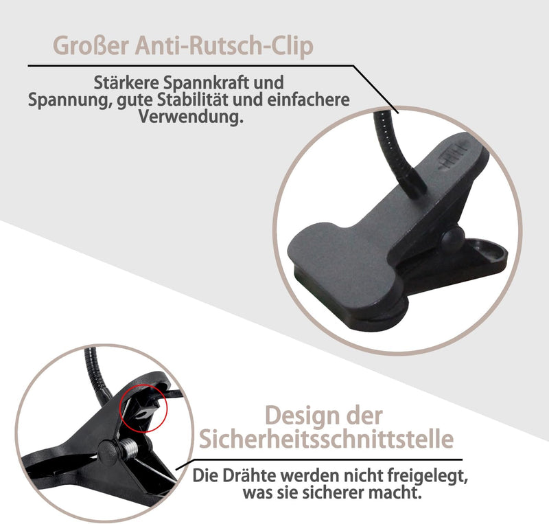 WPQIUZS 2 Stück E27 Klemmleuchte 360°Verstellbarer Schwanenhals Lampe Klemmlampe Lampenfassung mit C