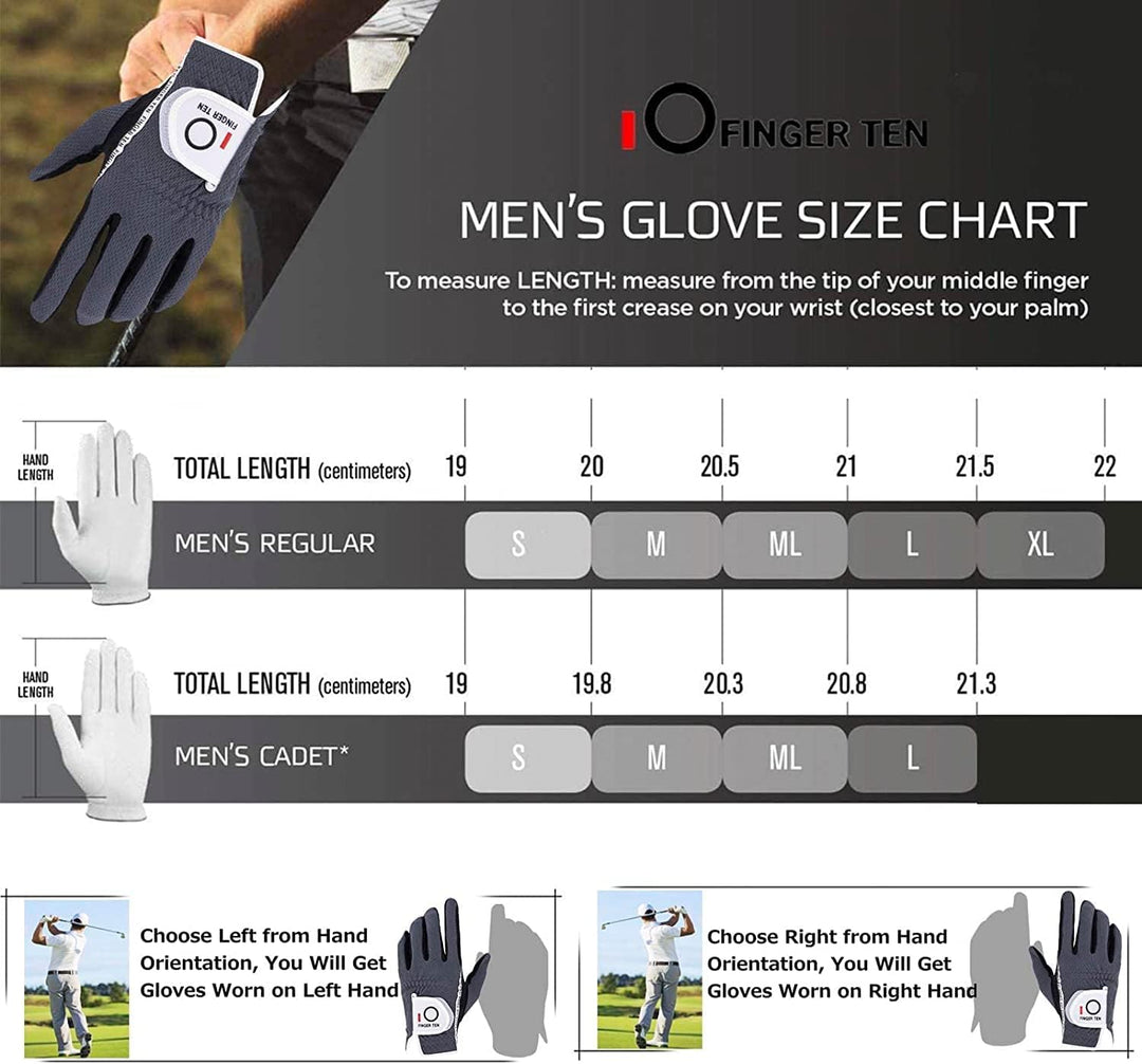 FINGER TEN Golfhandschuhe Herren Links Rechts Golfhandschuh Golf Handschuhe Wert 3 6 Stück, Linke Re