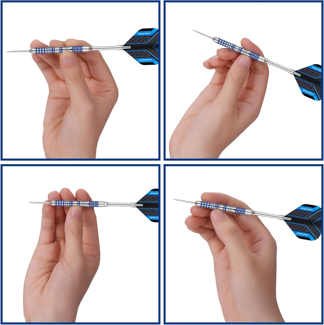 WIN.MAX Dartpfeile mit Metallspitze 90% Tungsten 3 Stück 90% Wolfram Stahl Darts 18-28 Gramm Dart pr