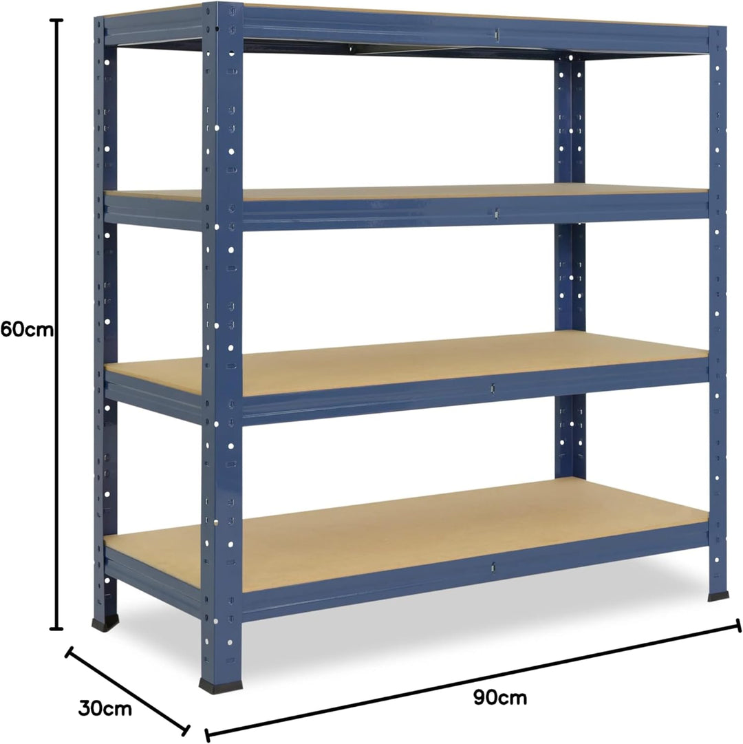 shelfplaza® 90x60x30cm Home Schwerlastregal blau/Metallregal mit 4 Böden/Kellerregal Metall, Garagen