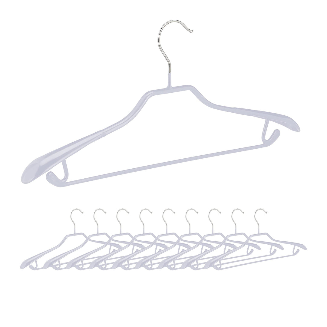 50 x Anzugbügel, breite Schulterauflage, rutschfest gummiert, Kostümbügel, Hosenstange, Haken, Kleid