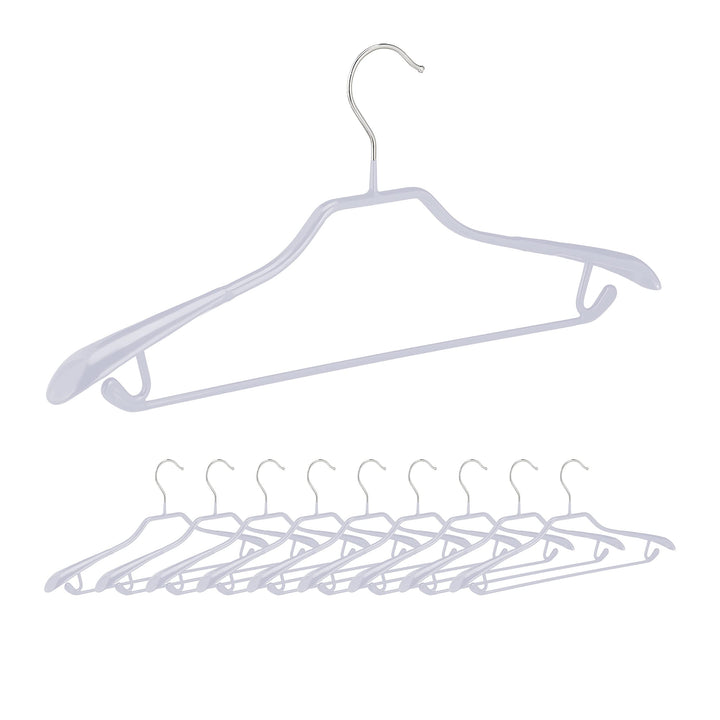 50 x Anzugbügel, breite Schulterauflage, rutschfest gummiert, Kostümbügel, Hosenstange, Haken, Kleid