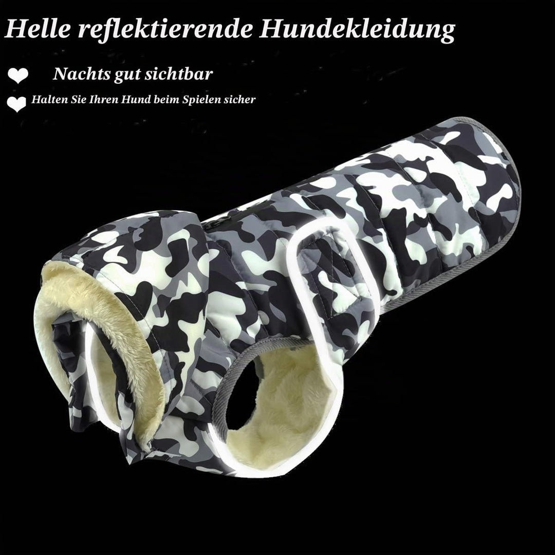 Winter Hundejacke with Abnehmbarem Hut, Hundemantel Wasserdicht Reflektierend Hund Mantel Warme Hood