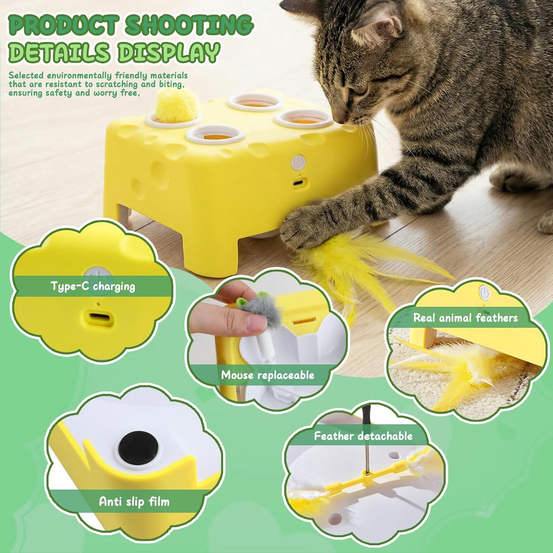 2-in-1 Automatisches Katzenspielzeug, Interaktives Katzenspielzeug, Wiederaufladbares Katzenmaus-Spi