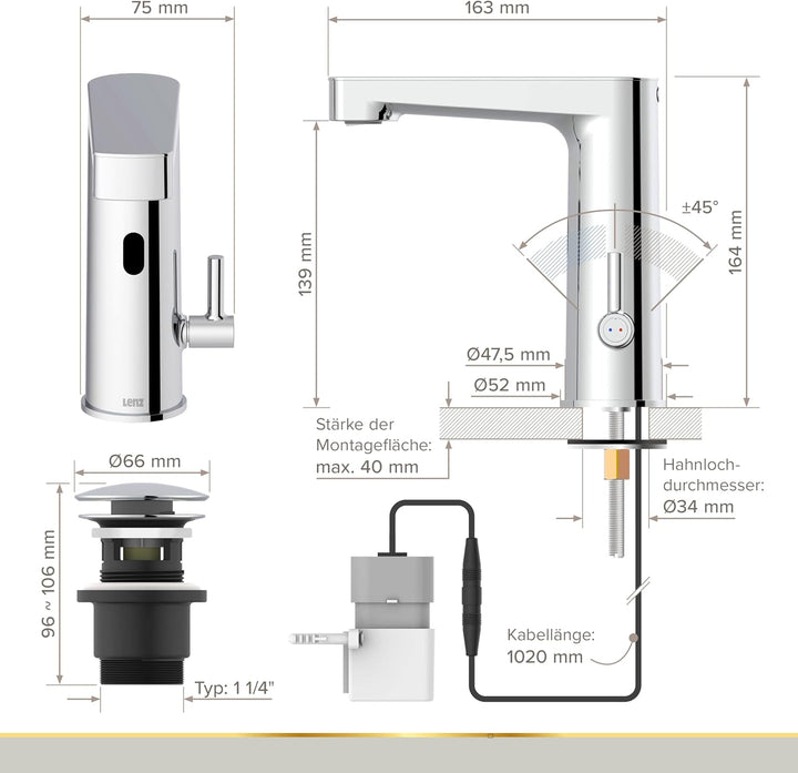 Lenz MOLA Sensor Waschtischarmatur chrom 46020502
