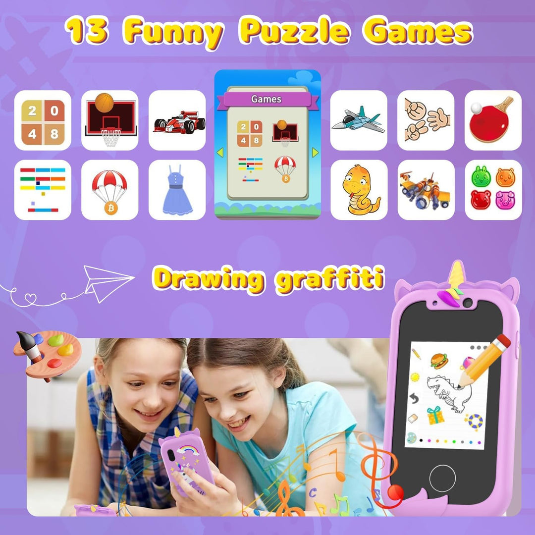 Kinder Handy, Ashfly Kinder Smartphone Spielzeug, Weihnachts Geschenke Spielzeug für 3 4 5 6 7 8 9 1