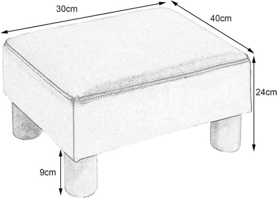 COSTWAY Kleiner Fusshocker, Hocker aus PU, rechteckiger Sitzhocker mit gepolstertem Sitz, Fussbank F