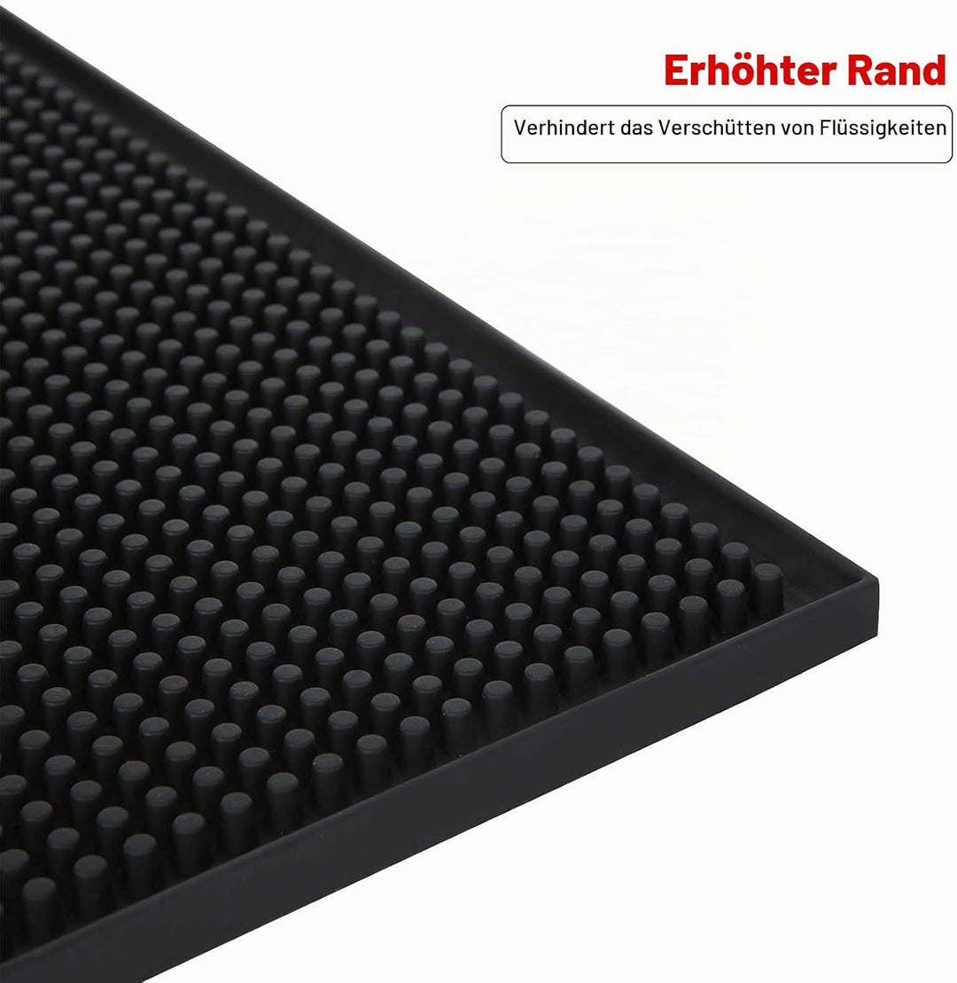 4 Stück 15 x 30cm Bar Matte, Schwarz Gummi Abtropfmatte, Bar Service Matte Barmatte rutschfest für B