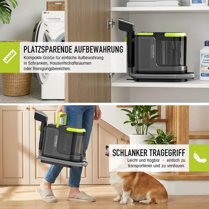 HYCHIKA Nasssauger Polsterreiniger Gerät 1800W,17 kPa Teppichreiniger Waschsauger, Tragbarer Teppich