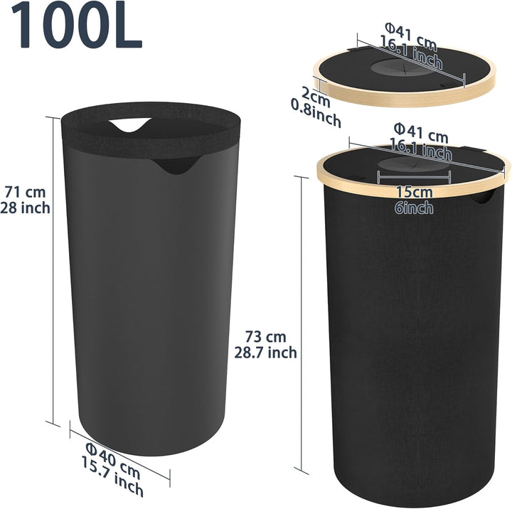 HENGMEI 100L Pfandflaschen Sammelbehälter mit Deckel Gross Pfandbehälter mit Loch Tragetasche Aufbew