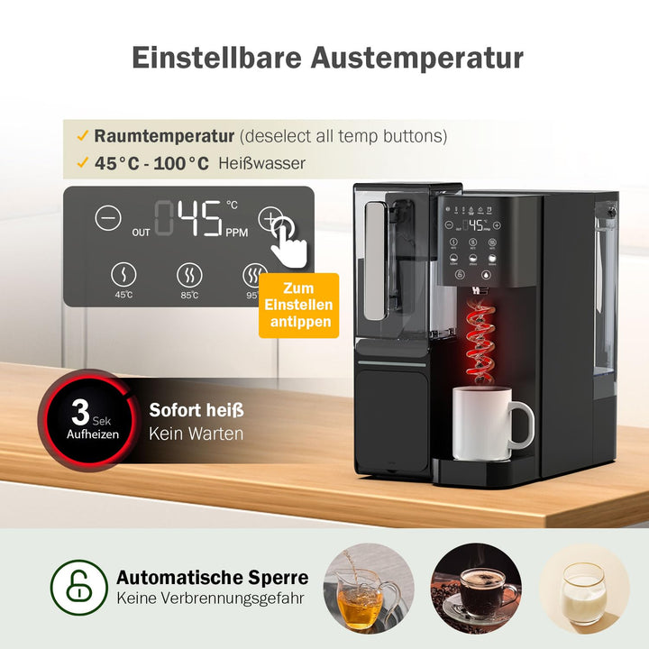 Frizzlife WB99-H Auftisch Umkehrosmoseanlage, Sofortiger-heiss Wasserspender, Alkalische Osmoseanlag