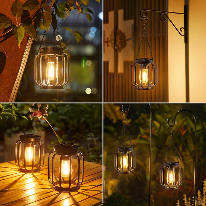 BUCASA Garten Solarlampen für Aussen Hängend, 4 Stück Solar Laternen für Draussen mit Grösser LED-Gl