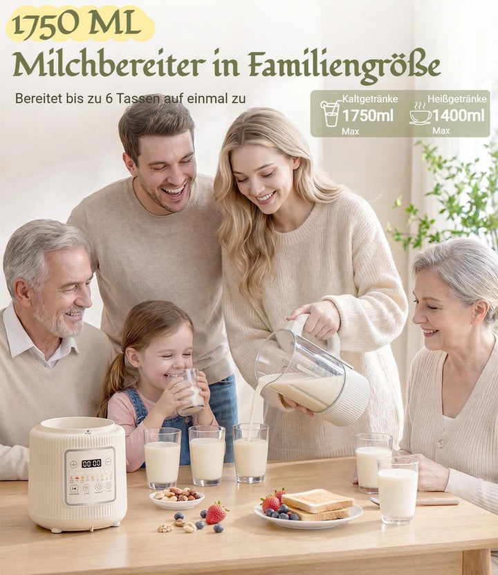 Nussmilch Maschine 11-in-1, 1,75L Automatisch Sojamilchbereiter, Für Selbstgemachte Pflanzenmilch, H