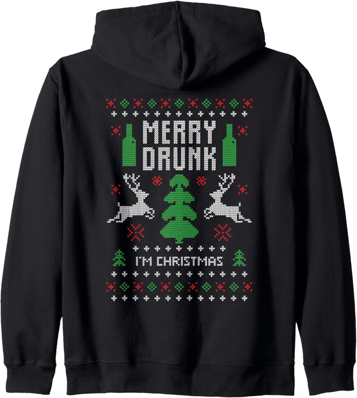 Ugly Christmas Jumper / Sweater. Merry Drunk I'm Christmas Kapuzenjacke