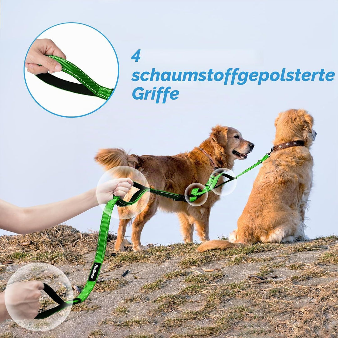 PetBonus Hundeleine Doppelleine für 2 Hunde, Keine Verwicklung Leine für 2 Hunde Gross, Verstellbar