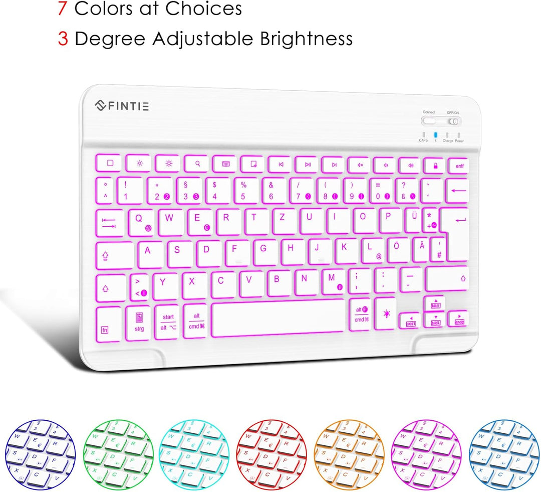 Fintie Tastatur Hülle für iPad 10. Generation 2022 (10.9 Zoll), Keyboard Case mit 7-farbig Beleuchte