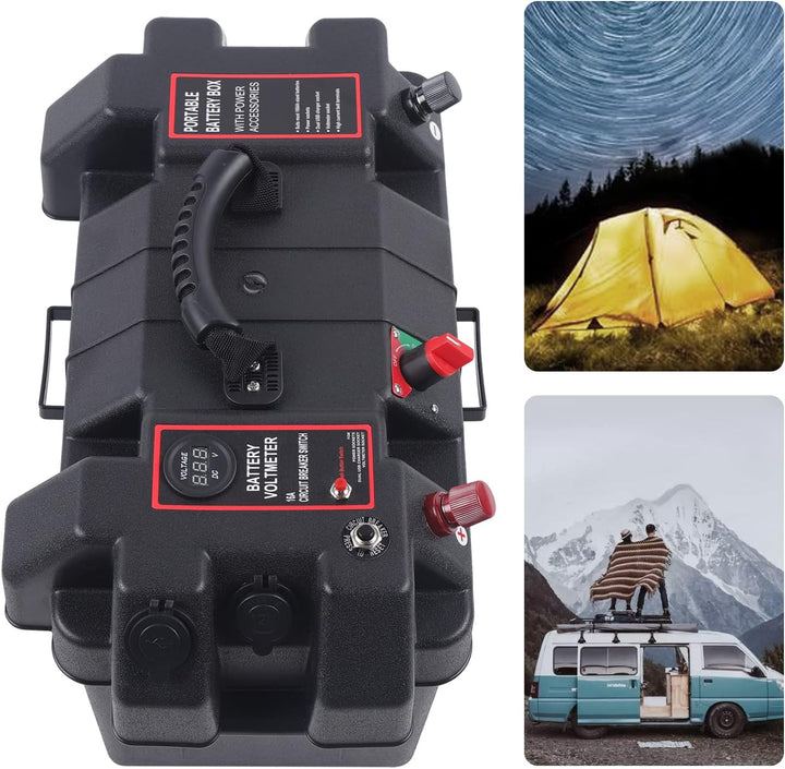 Akku Batteriebox Aufbewahrung Batterie Box mit Doppel-USB-Anschluss, Echtzeitüberwachung, für Marine