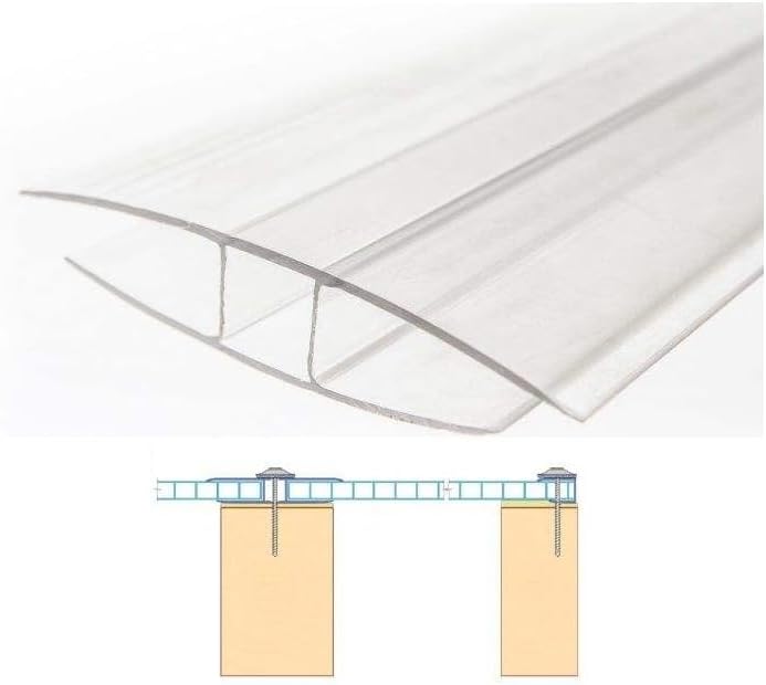 Verbindungsprofil H transparent für Platten 10 mm Länge 2000 mm