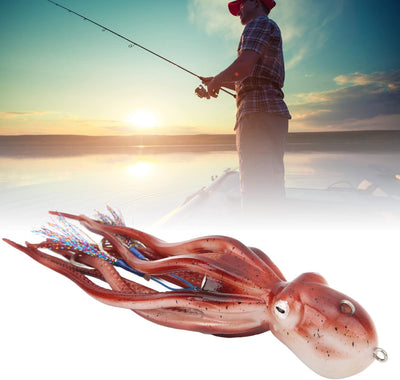 Alomejor Angeln Octopus Lure, TPE Red Fishing Octopus Lure Tragbarer Künstlicher Tintenfischköder fü