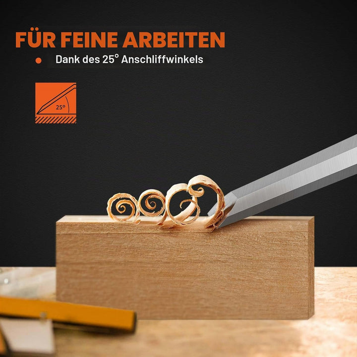 AojSup Profi Stechbeitel Set für Holz, Stechbeitel Set enthält 4x Stechbeitel (6mm, 12mm,19mm, 25mm)
