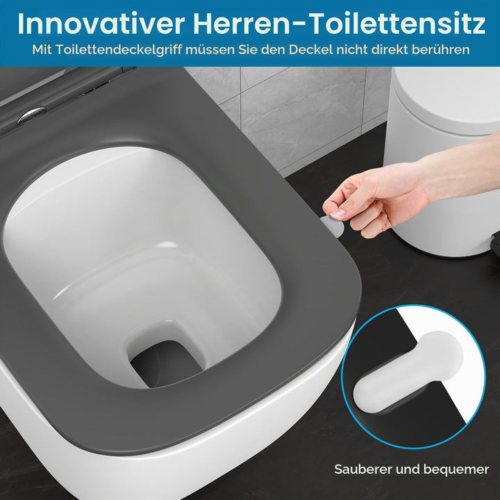 WC Sitz Eckig Form, Toilettendeckel mit Absenkautomatik, Klobrille Duroplast mit Schnellverschluss,