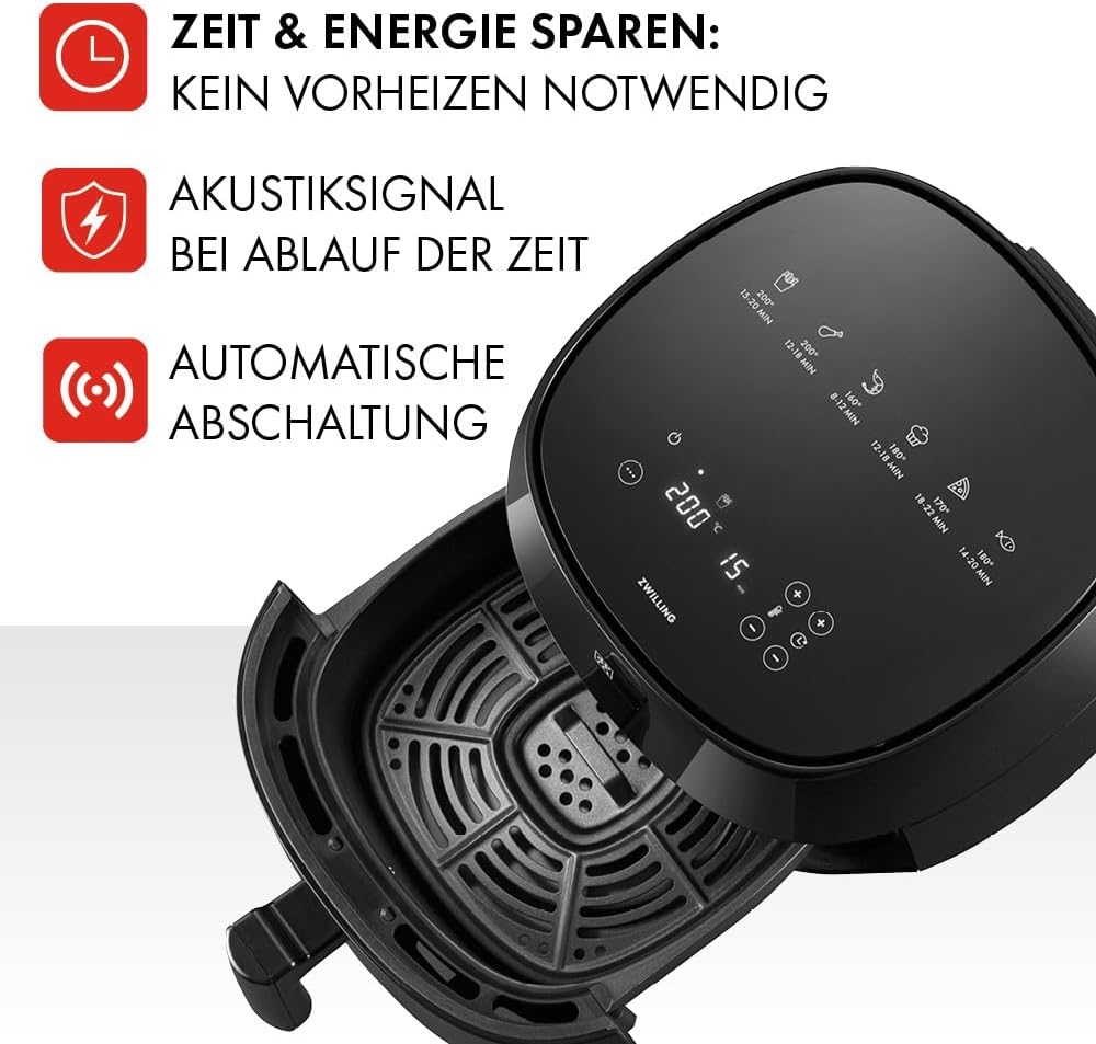 ZWILLING Air Fryer / Heissluftfritteuse, 4 L, 6 Programme, 1.400 Watt, Frittieren, Garen und Backen