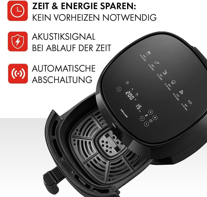 ZWILLING Air Fryer / Heissluftfritteuse, 4 L, 6 Programme, 1.400 Watt, Frittieren, Garen und Backen