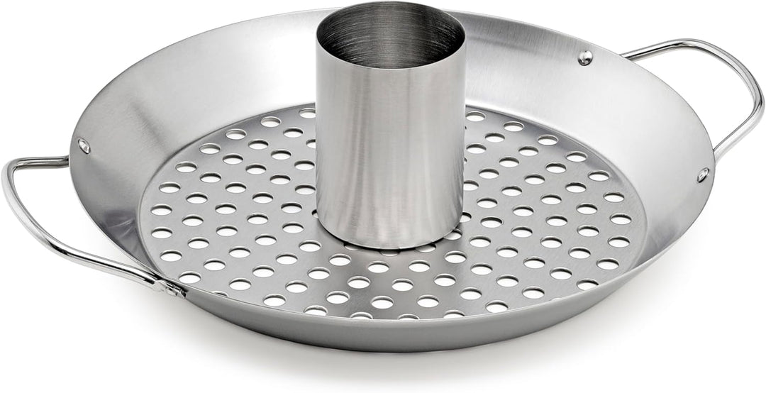 Alles für dein Barbecue! the BBQ shop.de, Edelstahl 2 in 1 Hähnchenbräter mit Grillkorb, Ø 30,5 cm,