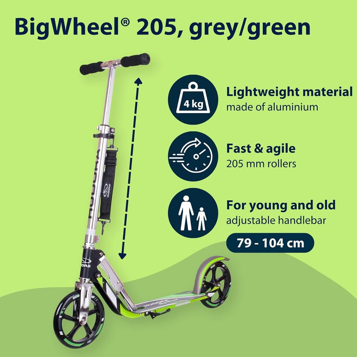 HUDORA BigWheel 205 Scooter - Tretroller für Kinder und Erwachsene - Roller ab 6 Jahre - Cityroller