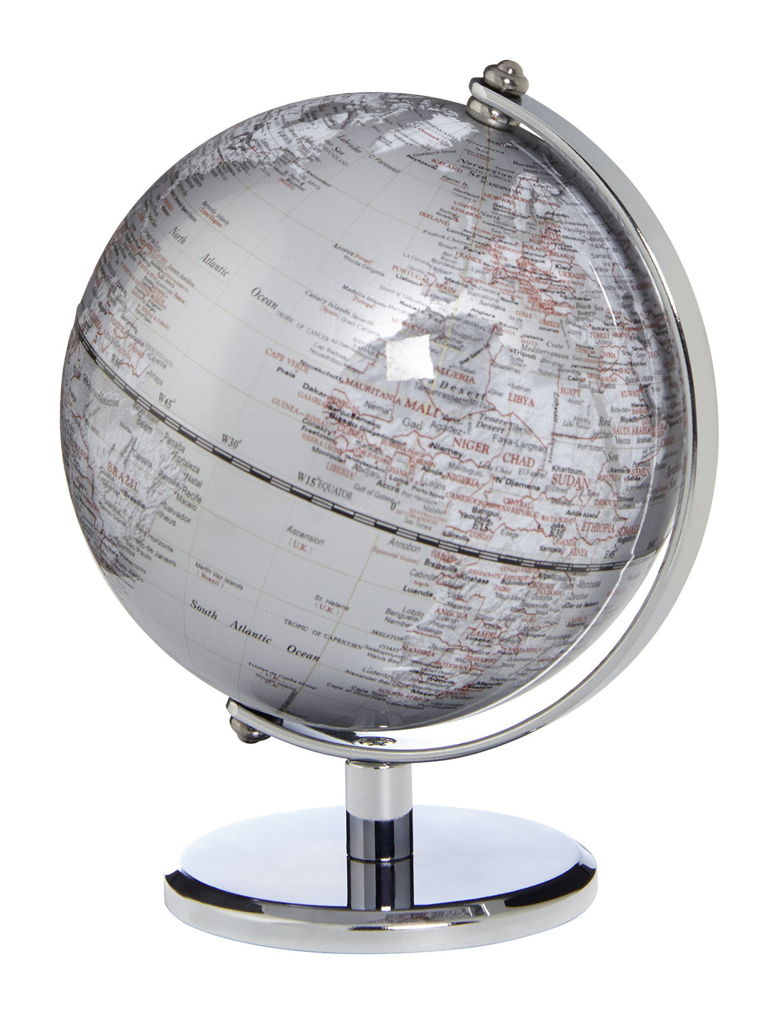 emform Mini-Globus Gagarin Silver, Metall & Kunststoff, 130 x 170 mm Silber, Silber