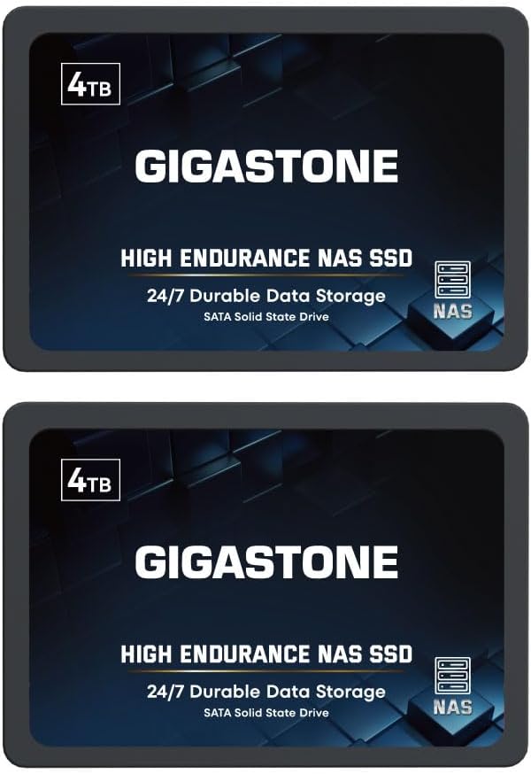 Gigastone NAS SSD 4TB SSD Festplatte (2er-Pack) Hohe Dauerhaltbarkeit SSD für 24/7 Dauerbetrieb NAS-