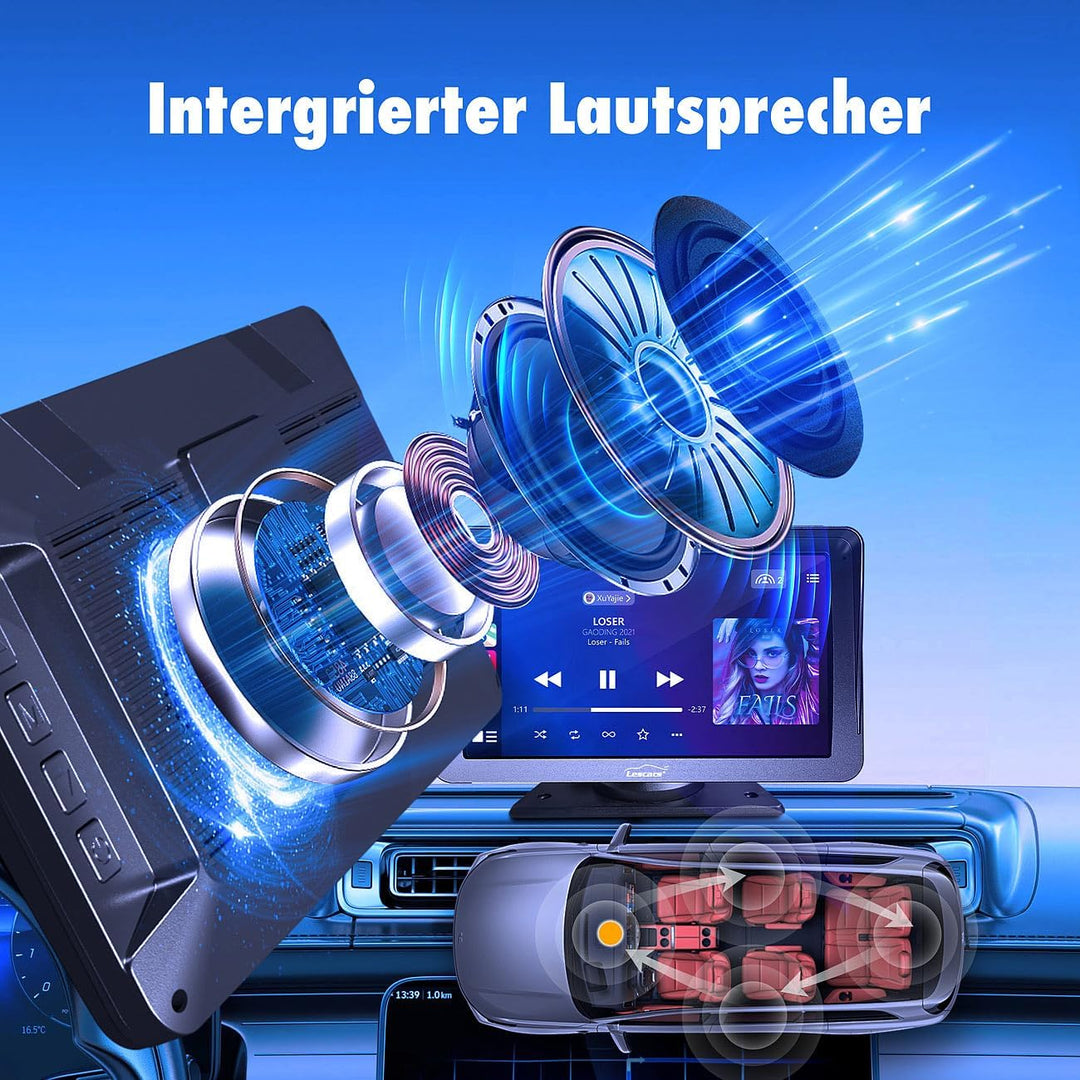 Lescars Auto Zubehör: Kabelloses Solar-Funk-Rückfahrkamera-Set, CarPlay-/Android-Auto-komp. (Abstand